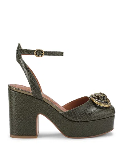 Kurt Geiger Women's Chelsea Embossed Leather Platform Pumps In Green
