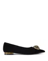 Kurt Geiger Suede Chelsea Pointed Ballet Flats In Black