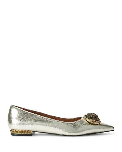 Kurt Geiger London Chelsea Pointed Toe Flat In Gold