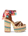 Kurt Geiger Womens Mult/other Chelsea Scarf Rope-heel Platform Suede Sandals Eur 41 / 8 Uk In Open Miscellaneous
