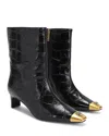 KURT GEIGER WOMEN'S EAGLE CAPPED SNIP TOE EMBOSSED HEEL BOOTS