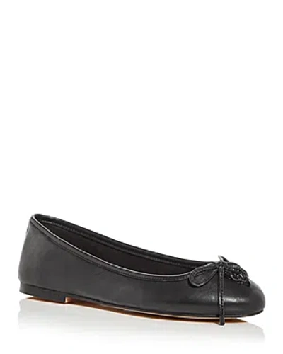 Kurt Geiger Eagle Head Leather Ballerina Shoes In Black