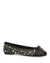 Kurt Geiger Women's Eagle Head & Bow Ballerina Flats In Black Embellished