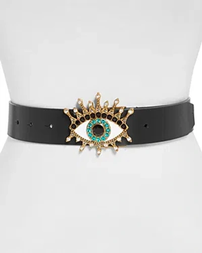 Kurt Geiger Women's Evil Eye Leather Belt In Black Antique