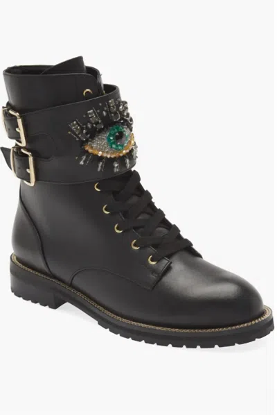 Kurt Geiger Women's Eye Rhinestone Embellished Ankle Combat Boots In Black