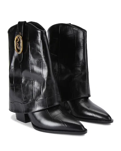 Kurt Geiger Women's Fold Over Ankle Boots In Black