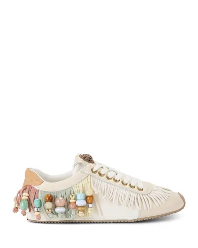 Kurt Geiger Women's Islington Beaded Tassel Sneakers In White
