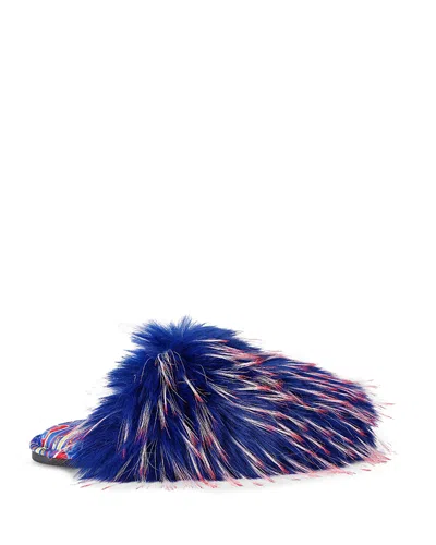 Kurt Geiger Women's Kensington Faux Fur Slippers In Blue