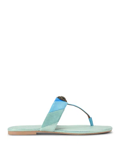 Kurt Geiger Kensington T-bar Flat Sandals In Blue