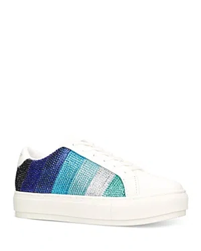 Kurt Geiger Women's Laney Crystal Stripe Low Top Sneakers In Blue