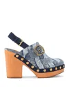 Kurt Geiger Denim Mayfair Clog Slingback Pumps In Blue