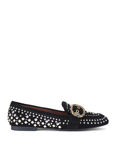 KURT GEIGER WOMEN'S MAYFAIR EAGLE BUCKLE STUDDED LOAFERS