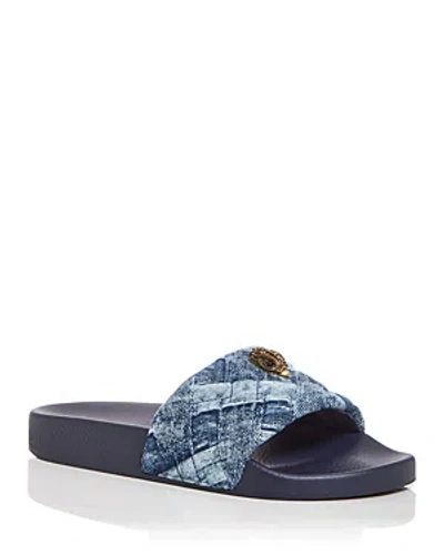 Kurt Geiger Women's Meena Eagle Quilted Slide Sandals In Denim