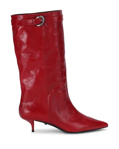 Kurt Geiger Women's Opera Leather Mid Calf Boots In Red