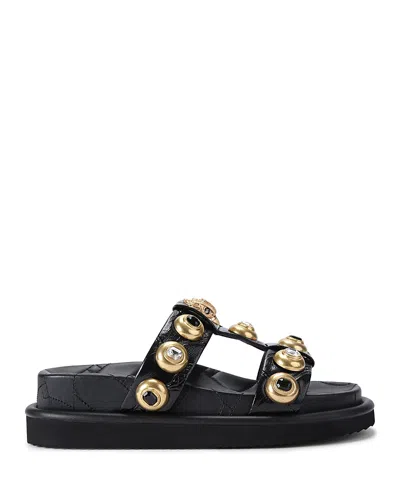 KURT GEIGER WOMEN'S ORSON EAGLE HEAD & CRYSTAL STUDDED SLIDE SANDALS