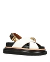 Kurt Geiger London Womens Bone Orson Cross-strap Flat Leather Sandals In Natural