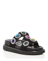 Kurt Geiger Orson Crystal Womens Leather Slip On Slide Sandals In Black/multi