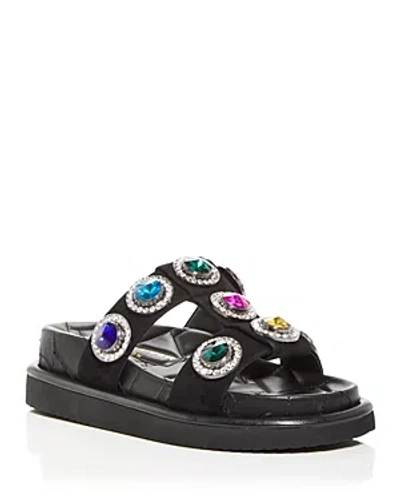 KURT GEIGER WOMEN'S ORSON EMBELLISHED PLATFORM SLIDE SANDALS