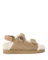 Kurt Geiger London Orson Genuine Shearling Slingback Sandal In Dark Beige