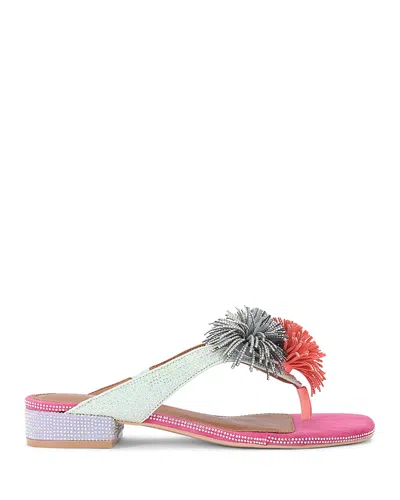 KURT GEIGER WOMEN'S POM POM T STRAP SANDALS