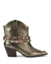 Kurt Geiger Womens Regent Crystal-embellished Heeled Leather Ankle Boots Bronze C In Open Brown