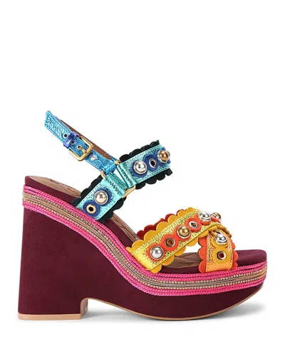KURT GEIGER WOMEN'S SCALLOPED WEDGE SANDALS