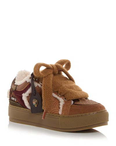 Kurt Geiger Women's Southbank Tag Faux Fur Sneakers In Brown