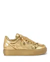 Kurt Geiger Leather Southbank Tag Sneakers In Gold