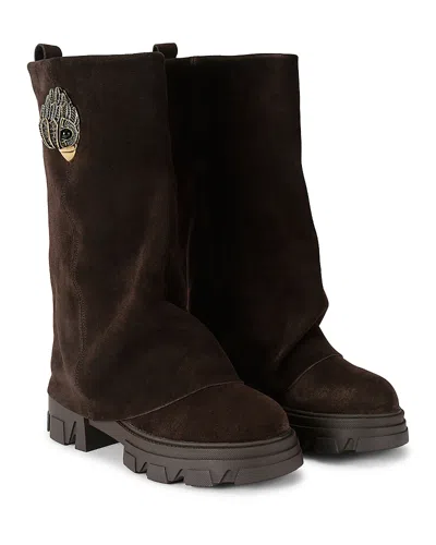 Kurt Geiger Women's Stomp Leather Mid Calf Boots In Brown