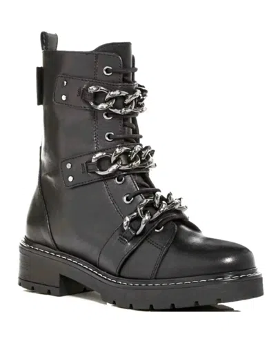 Kurt Geiger Women's Storm Rhinestone Chains Combat Moto Boots In Black
