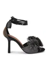 Kurt Geiger Women's Suede Pom Pom Ankle Tie Sandals In Gray