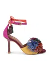 Kurt Geiger Women's Suede Pom Pom Ankle Tie Sandals In Red