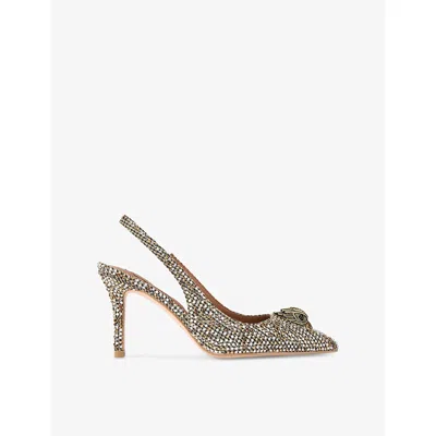 Kurt Geiger Womens Beige Comb Belgravia High Slingback Crystal-embellished Heeled Courts Eur 41 / 8 Uk