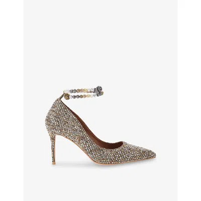 Kurt Geiger Womens Belgravia Jewel Heeled Woven Courts Beige Comb Eur 38/5 Uk