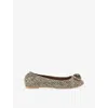 Kurt Geiger Womens Beige Comb Chelsea Embellished Woven Ballet Flats Eur 38/5 Uk In Multi