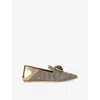 Kurt Geiger Womens  London Chelsea Pointed-toe Fabric Flats In Beige Comb
