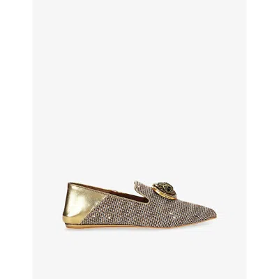 Kurt Geiger Womens  London Chelsea Pointed-toe Fabric Flats In Beige Comb