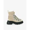 Kurt Geiger Womens Beige Kensington Hiker Quilted Leather Ankle Boots Eur 39 / 6 Uk In Multi