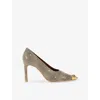 Kurt Geiger Womens Beige Oth Regent Eagle-embellished Metallic-woven Courts In Beige Oth