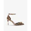 Kurt Geiger London Belgravia Eagle Ankle Strap Pointed Toe Pump In Brown/oth