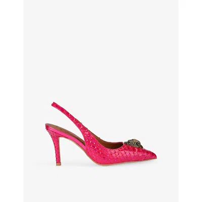 Kurt Geiger 85mm Belgravia High Sling Snake-embossed High-heel Pumps In Red