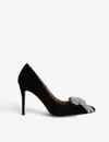 Kurt Geiger Belgravia Bow Velvet Pointed Toe Pump In Black