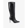 Kurt Geiger Womens Black Belgravia Heeled Suede Knee-high Boots Eur 39 / 6 Uk In Black