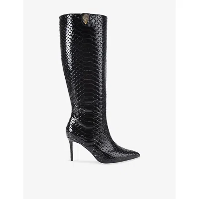 Kurt Geiger Womens Black Belgravia Heeled Suede Knee-high Boots Eur 39 / 6 Uk