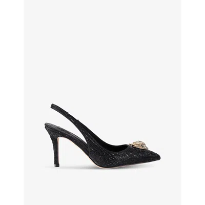 Kurt Geiger Womens  London Belgravia Rhinestone-embellished Satin Slingback Courts In Black