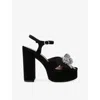 Kurt Geiger Womens Black Bow Velvet Platforms Heels Eur 38/5 Uk In Black