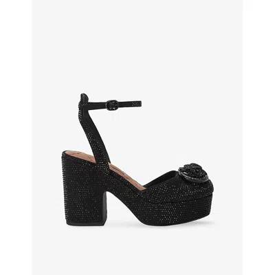 Kurt Geiger Womens Black Chelsea Platform Faux-leather Heeled Sandals Eur 39 / 6 Uk