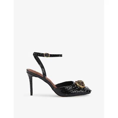 Kurt Geiger Womens Black Chelsea Snakeskin-embossed Leather Courts Eur 39 / 6 Uk