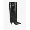 Kurt Geiger Womens Black Fold-over Tall Leather Knee-high Boots Eur 38/5 Uk In Black