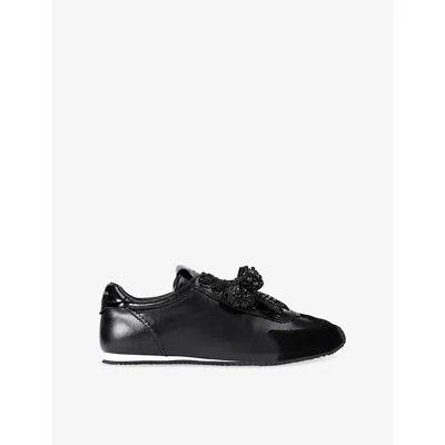 Kurt Geiger Womens Black Islington Bow Leather Trainers Eur 40 / 7 Uk